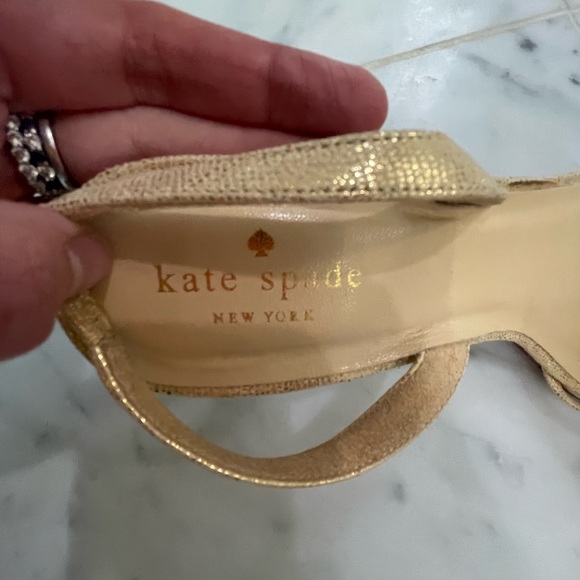 Kate Spade Gold Leather Sling Back Sandal with Bow at Toe - size 9 - Picture 3 of 10